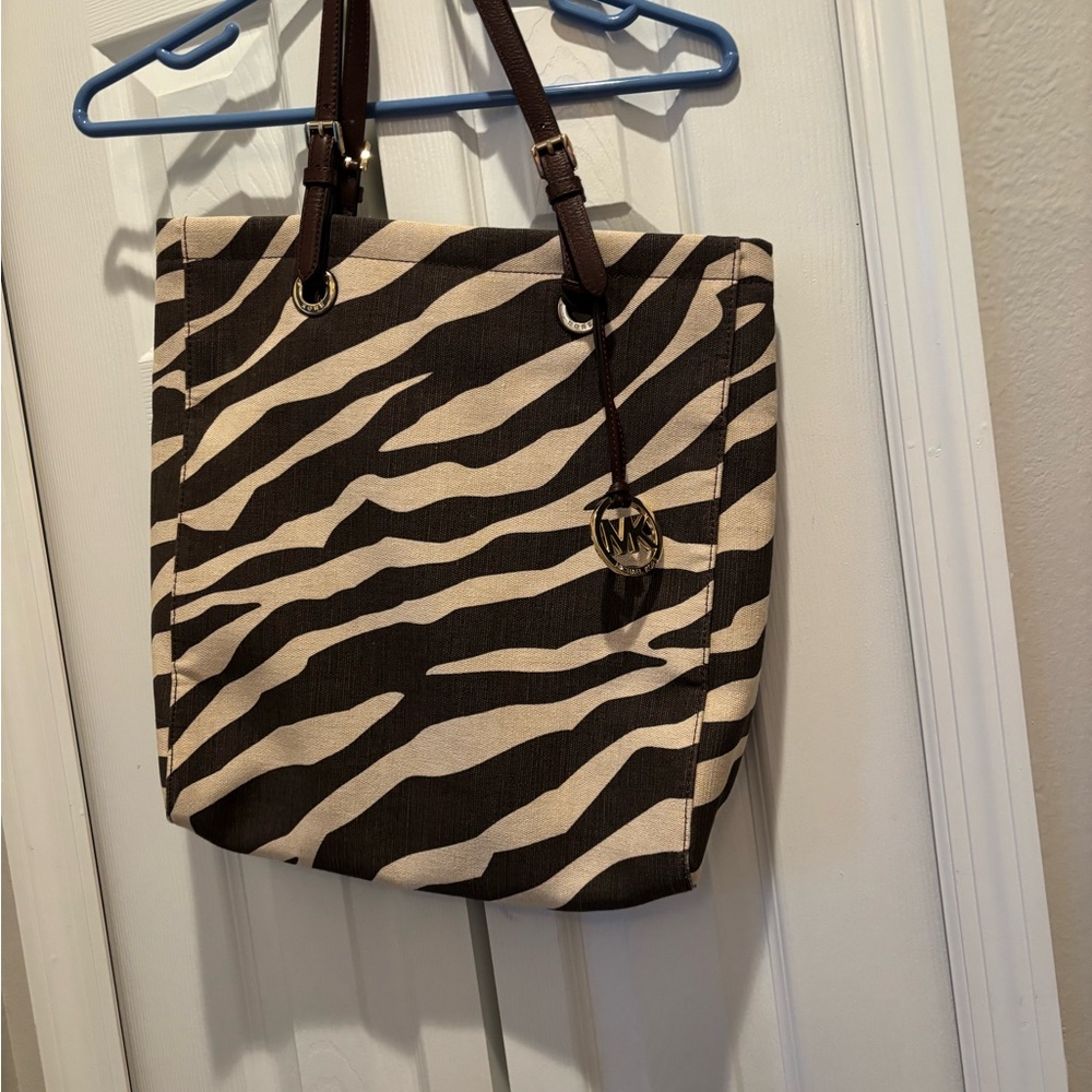 Michael Kors Zebra Pattern Tote - Brown and Cream